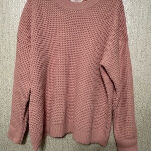 New w/o tags- Time and Tru Make Me Blush Crew Neck Sweater with Waffle Knit